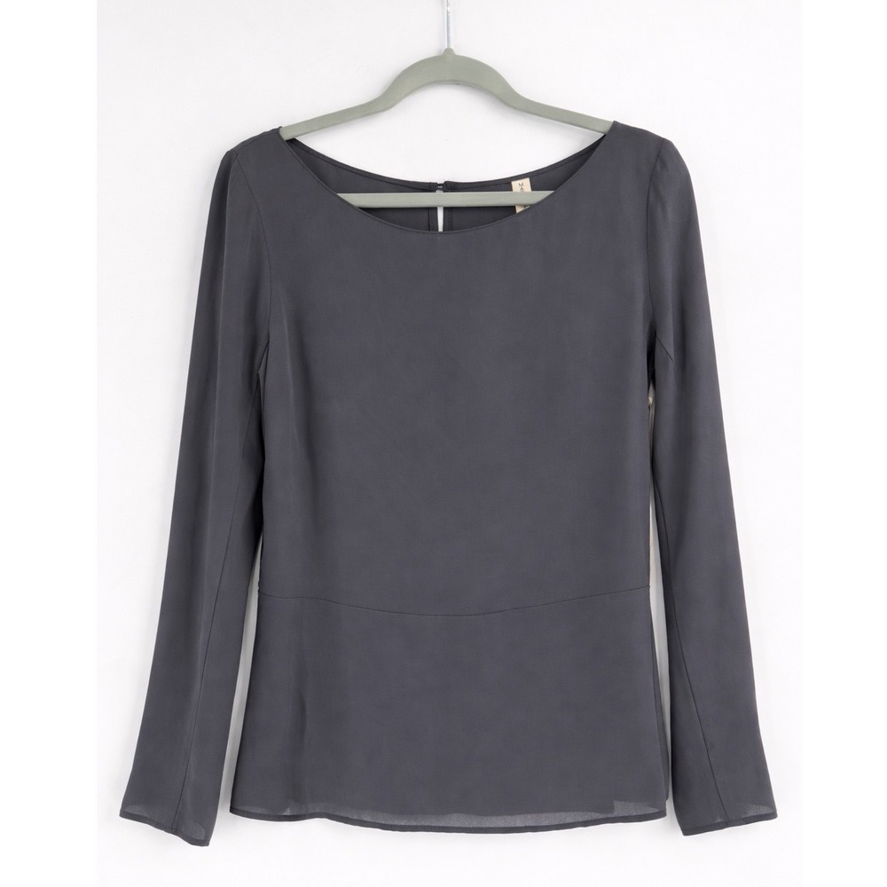 NWT Maggie Ward Peplum Top Womens L Grey Long Sleeve Viscose‎ Minimalist